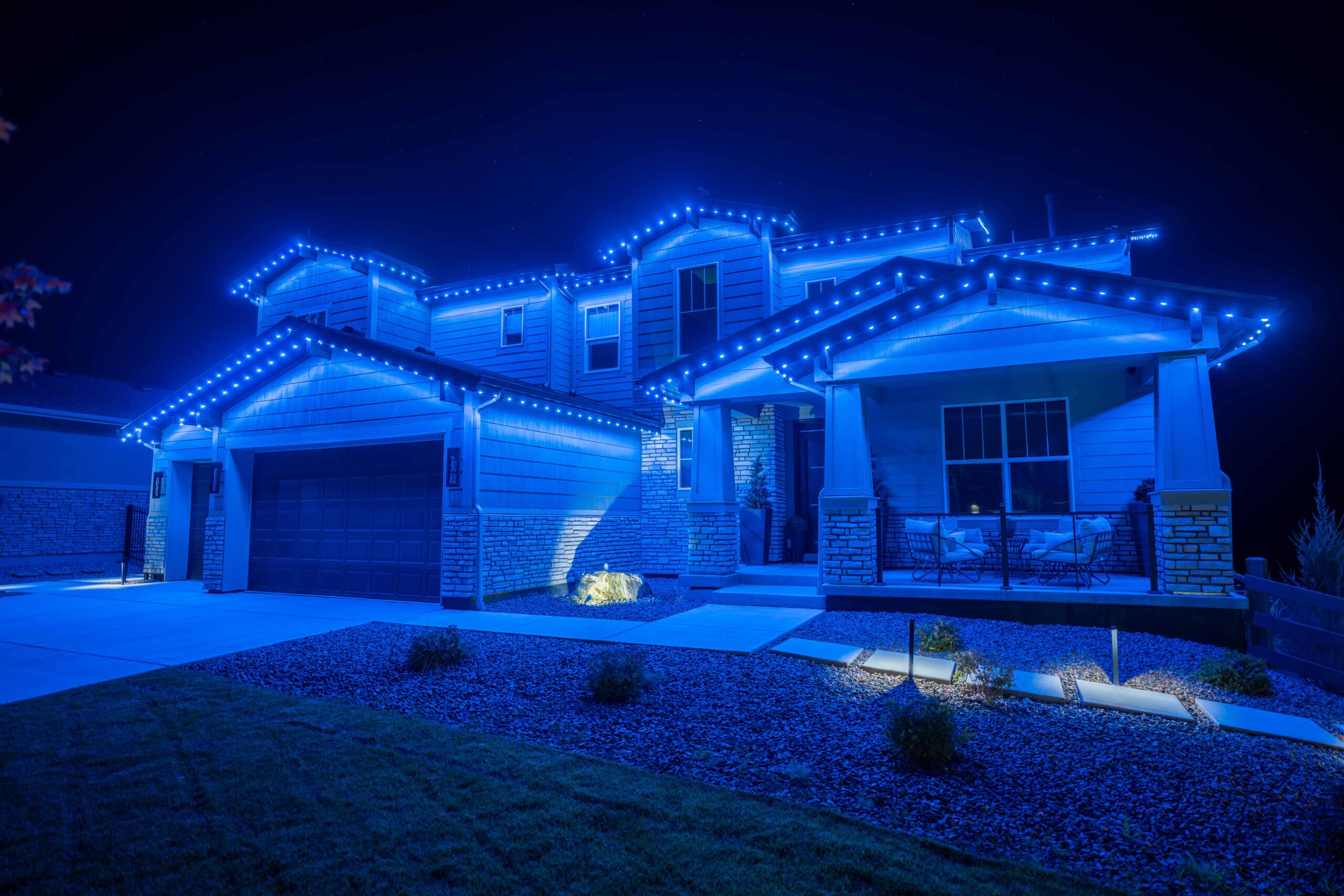Belle Meade 4 Permanent app-controlled lighting on a Middle Tennessee home